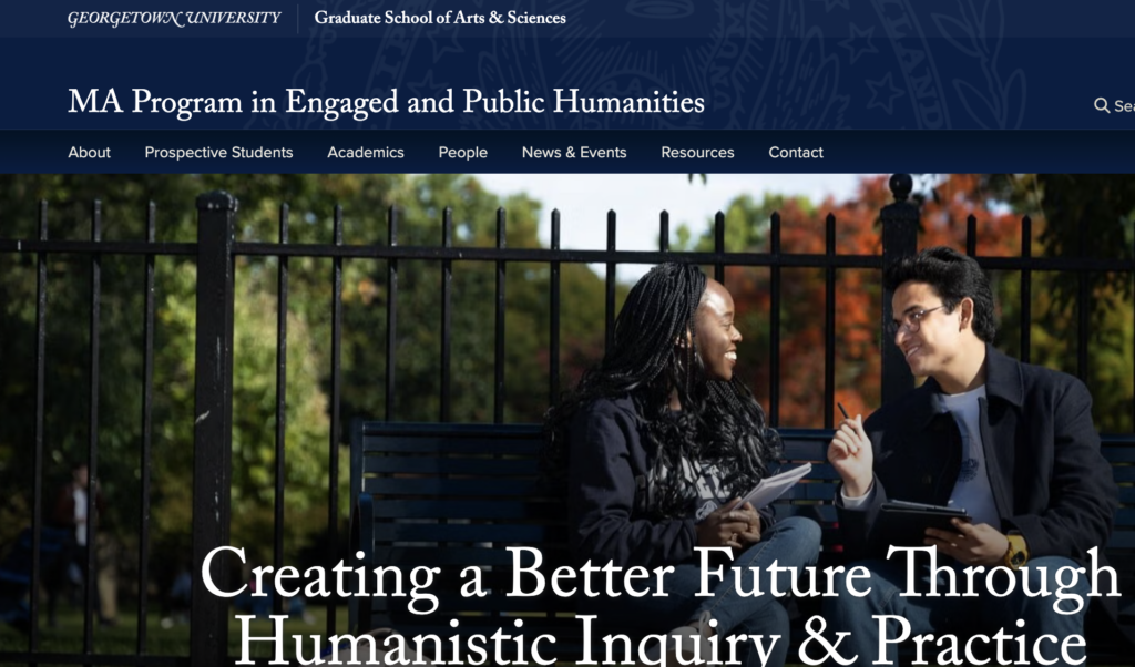 Home Page of the MA in Engaged and Public Humanities